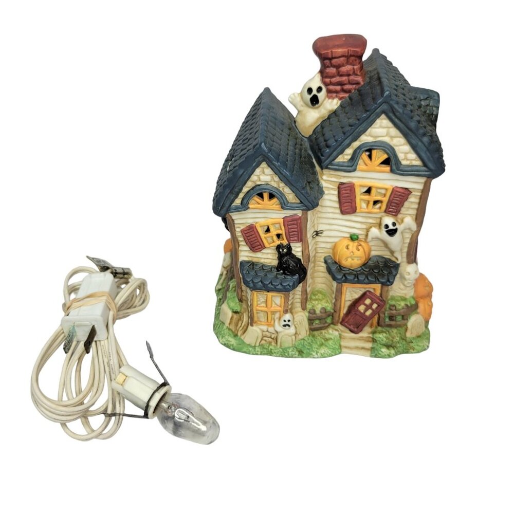 Vintage Halloween Carson Dragon Inc Lighted House Ghosts Pumpkins1992 - Picture 5 of 7